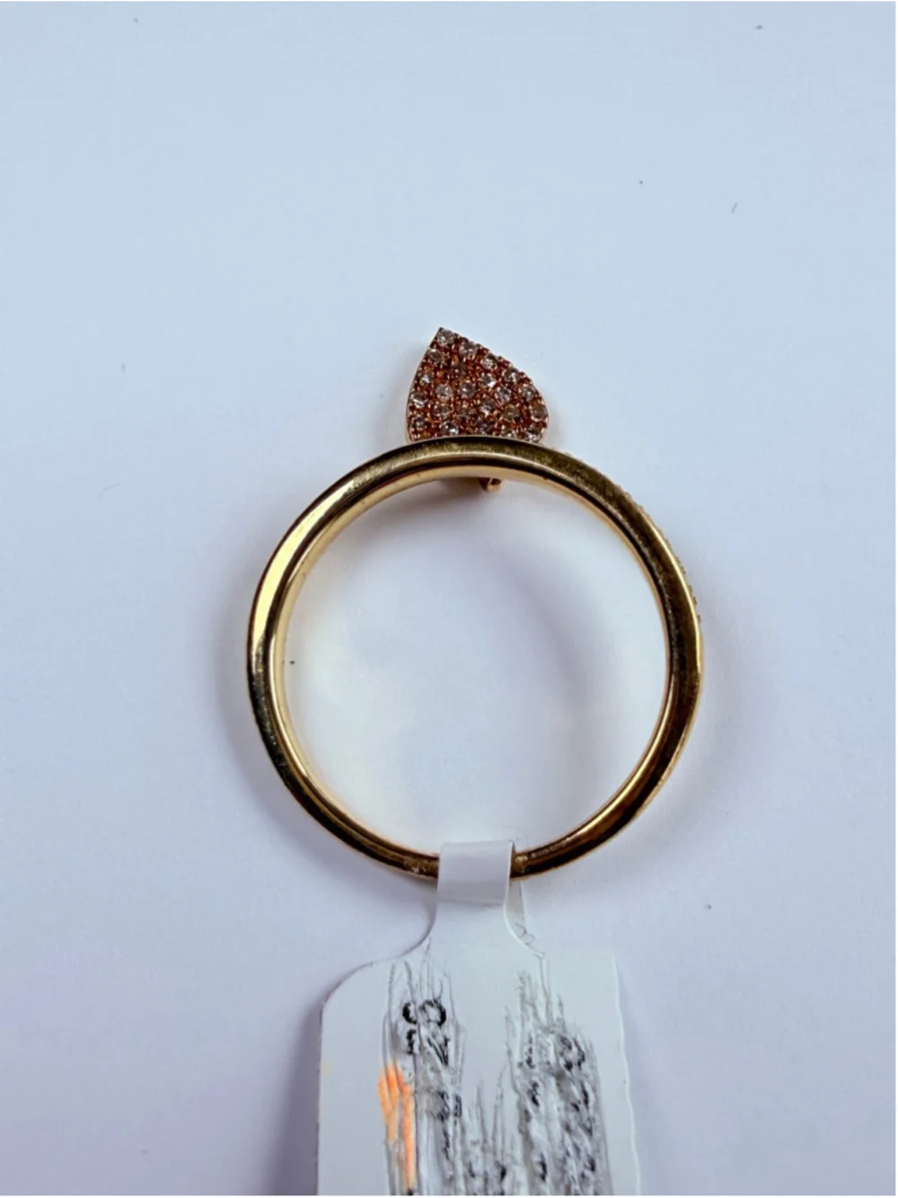 Gold Vermeil Love Heart Champagne Diamond Sterling Silver Charm Dangle Ring NWT